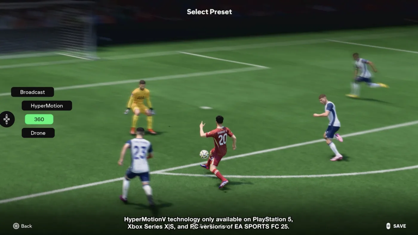 The 360 camera preset in EA SPORTS HIGHLIGHTER, orbiting a goal celebration